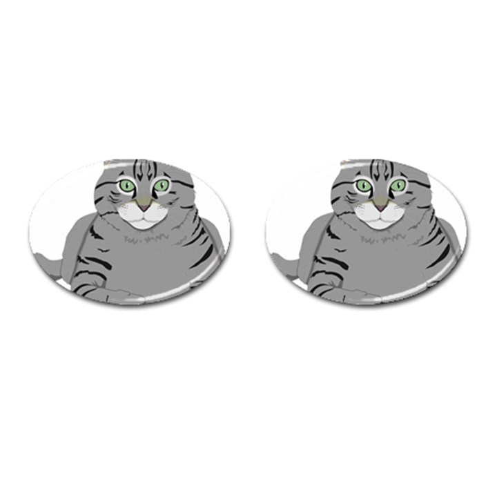 Cat Kitty Gray Tiger Tabby Pet Cufflinks (Oval)