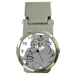 Cat Kitty Gray Tiger Tabby Pet Money Clip Watches by Sapixe