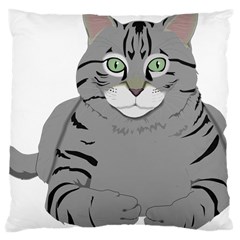 Cat Kitty Gray Tiger Tabby Pet Large Cushion Case (two Sides) by Sapixe