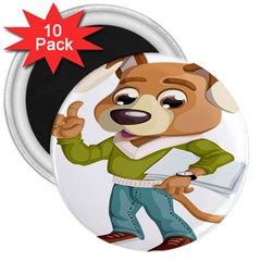 Dog Pet Dressed Point Papers 3  Magnets (10 Pack) 