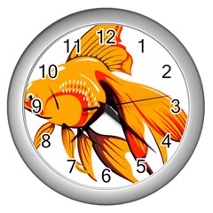 Goldfish Fish Tank Water Tropical Wall Clocks (silver)  by Sapixe