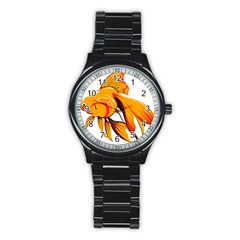 Goldfish Fish Tank Water Tropical Stainless Steel Round Watch by Sapixe