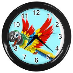 Parrot Animal Bird Wild Zoo Fauna Wall Clocks (black)