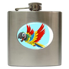 Parrot Animal Bird Wild Zoo Fauna Hip Flask (6 Oz) by Sapixe