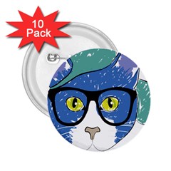 Drawing Cat Pet Feline Pencil 2.25  Buttons (10 pack) 