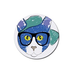 Drawing Cat Pet Feline Pencil Rubber Round Coaster (4 pack) 