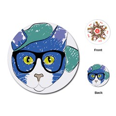 Drawing Cat Pet Feline Pencil Playing Cards (Round) 