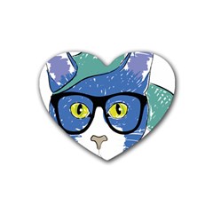 Drawing Cat Pet Feline Pencil Heart Coaster (4 pack) 