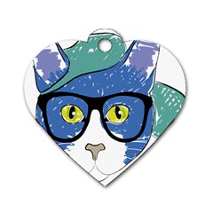 Drawing Cat Pet Feline Pencil Dog Tag Heart (One Side)