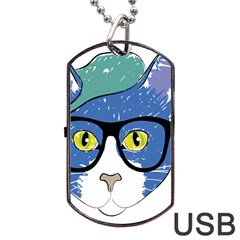 Drawing Cat Pet Feline Pencil Dog Tag USB Flash (One Side)