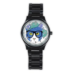 Drawing Cat Pet Feline Pencil Stainless Steel Round Watch by Sapixe