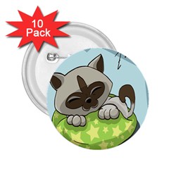 Kitten Kitty Cat Sleeping Sleep 2 25  Buttons (10 Pack) 