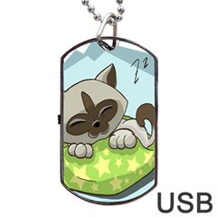 Kitten Kitty Cat Sleeping Sleep Dog Tag Usb Flash (two Sides) by Sapixe