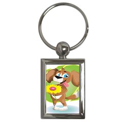 Dog Character Animal Flower Cute Key Chains (rectangle) 