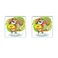 Dog Character Animal Flower Cute Cufflinks (square) by Sapixe