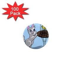 Cat Bird Cage Hunt Hunting Pet 1  Mini Magnets (100 Pack)  by Sapixe
