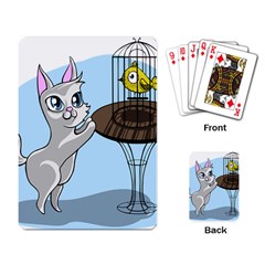 Cat Bird Cage Hunt Hunting Pet Playing Card by Sapixe