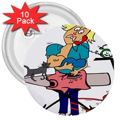 Housewife Multitasking Woman 3  Buttons (10 Pack) 