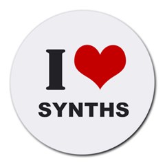I Love Synths Mouse Pad (round) by plugindeals