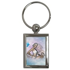 Fairy In The Sky With Fantasy Bird Key Chains (rectangle)  by FantasyWorld7