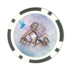 Fairy In The Sky With Fantasy Bird Poker Chip Card Guard by FantasyWorld7