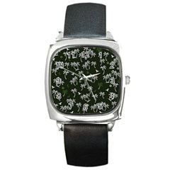 Tropical Pattern Square Metal Watch by Valentinaart