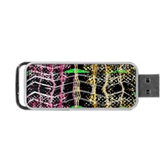 Pink Green Paint Battle And Black Lightning  Zigzag Portable Usb Flash (one Side) by flipstylezfashionsLLC