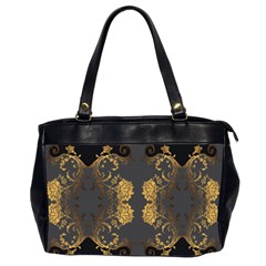 Beautiful Black And Gold Seamless Floral  Office Handbags (2 Sides)  by flipstylezfashionsLLC