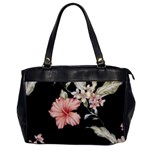 Beautiful tropical Black Pink Florals  Office Handbags Front