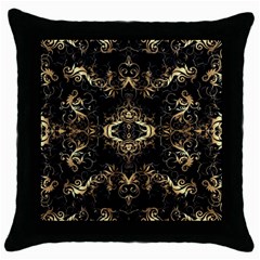 Golden Florals Pattern  Throw Pillow Case (black)