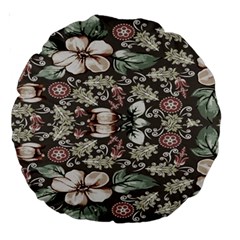 Seamless Pink Green And White Florals Peach Large 18  Premium Round Cushions