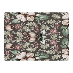 Seamless Pink Green And White Florals Peach Double Sided Flano Blanket (mini)  by flipstylezfashionsLLC