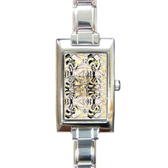 Retro Seamless Black And Gold Design Rectangle Italian Charm Watch by flipstylezfashionsLLC