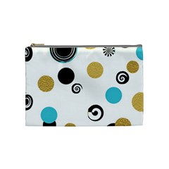 Fun Retro Blue Gold Circles  Cosmetic Bag (medium) by flipstylezfashionsLLC