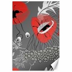 Red Poppy Flowers On Gray Background  Canvas 20  X 30   by flipstylezfashionsLLC