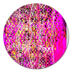 Hot Pink Mess Snakeskin Inspired  Magnet 5  (round) by flipstylezfashionsLLC