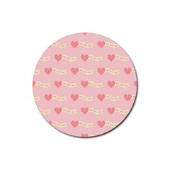 Heart Love Pattern Rubber Coaster (round)  by Nexatart