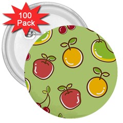 Seamless Pattern Healthy Fruit 3  Buttons (100 Pack)  by Nexatart