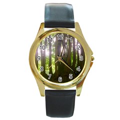 Tree of Trees Round Gold Metal Watch