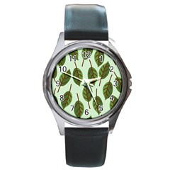 Design Pattern Background Green Round Metal Watch by Nexatart