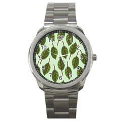 Design Pattern Background Green Sport Metal Watch by Nexatart