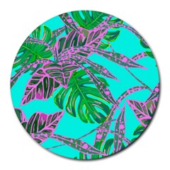 Painting Oil Leaves Nature Reason Round Mousepads by Nexatart