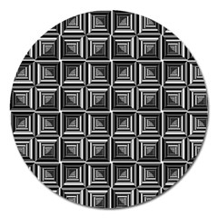 Pattern Op Art Black White Grey Magnet 5  (round) by Nexatart