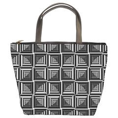 Pattern Op Art Black White Grey Bucket Bags by Nexatart