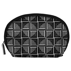 Pattern Op Art Black White Grey Accessory Pouches (large)  by Nexatart