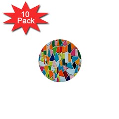 Mosaic Tiles Pattern Texture 1  Mini Buttons (10 Pack)  by Nexatart