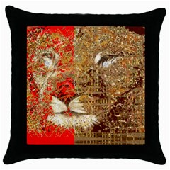 Artistic Lion Red And Gold By Kiekie Strickland  Throw Pillow Case (black)