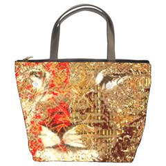 Artistic Lion Red And Gold By Kiekie Strickland  Bucket Bags