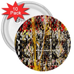 Retro Orange Black And White Liquid Gold  By Kiekie Strickland 3  Buttons (10 Pack)  by flipstylezfashionsLLC