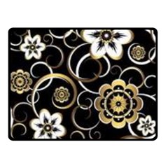 Beautiful Gold And White Flowers On Black Double Sided Fleece Blanket (small)  by flipstylezfashionsLLC